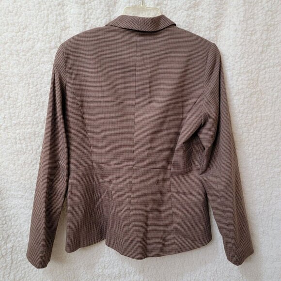 MNG By Mango Blazer Sportcoat Womens Size‎ 10 Brown Check Pattern One Button - Picture 2 of 9